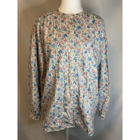 Liz Claiborne Ditsy Floral Cottage Grannycore Button Down Shirt M 100% Cotton - Picture 2 of 12